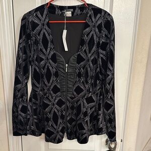 Chico's Black and Gray Patterned Blazer